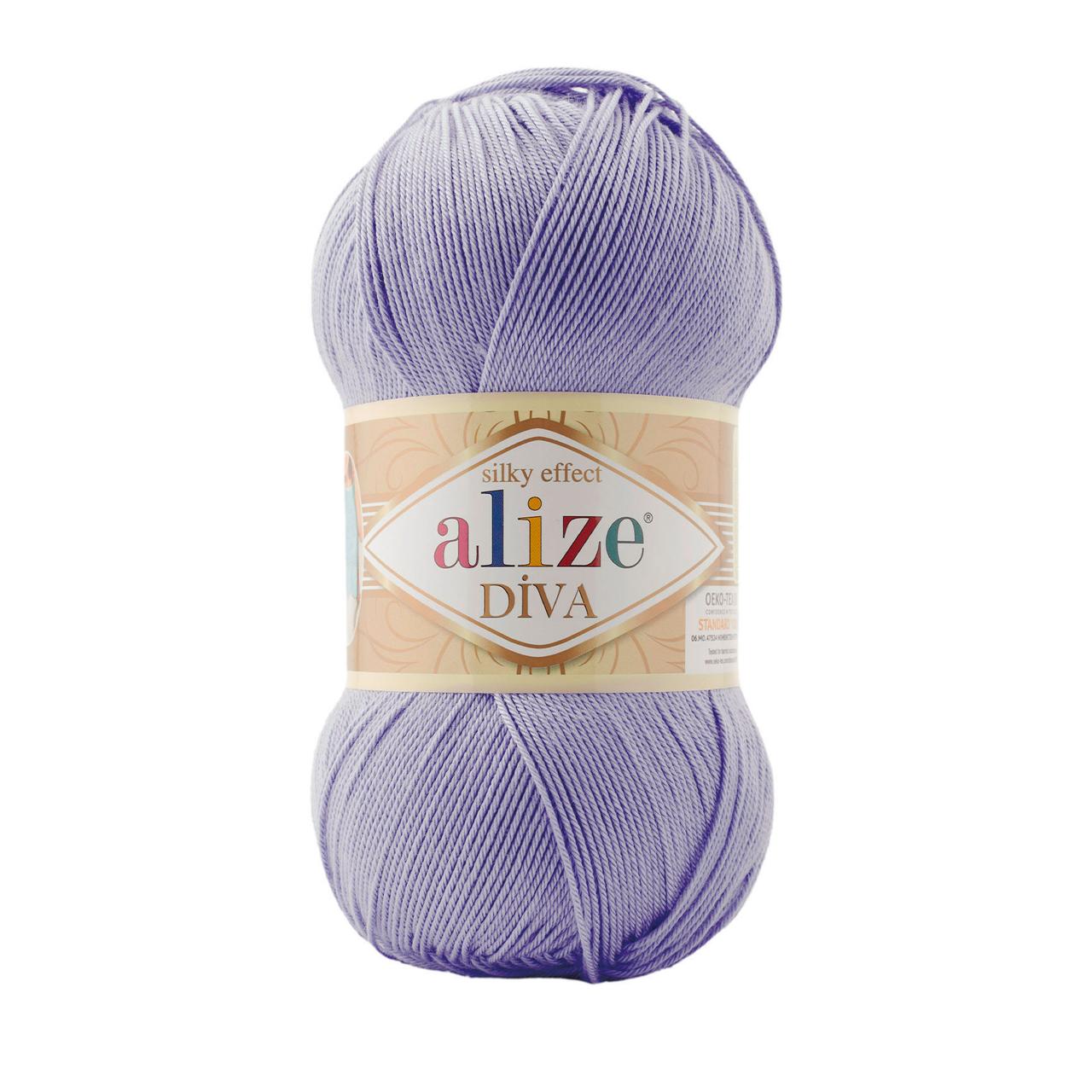 Пряжа акрилова Alize Diva, Волошковий No 324, 100 г, 350 м, Алізе Діва, нитки для в'язання