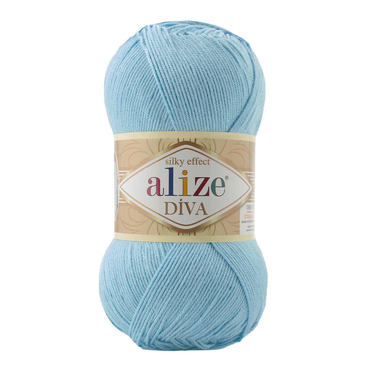 Пряжа акрилова Alize Diva, Блакитний No 346, 100 г, 350 м, Алізе Діва, нитки для в'язання