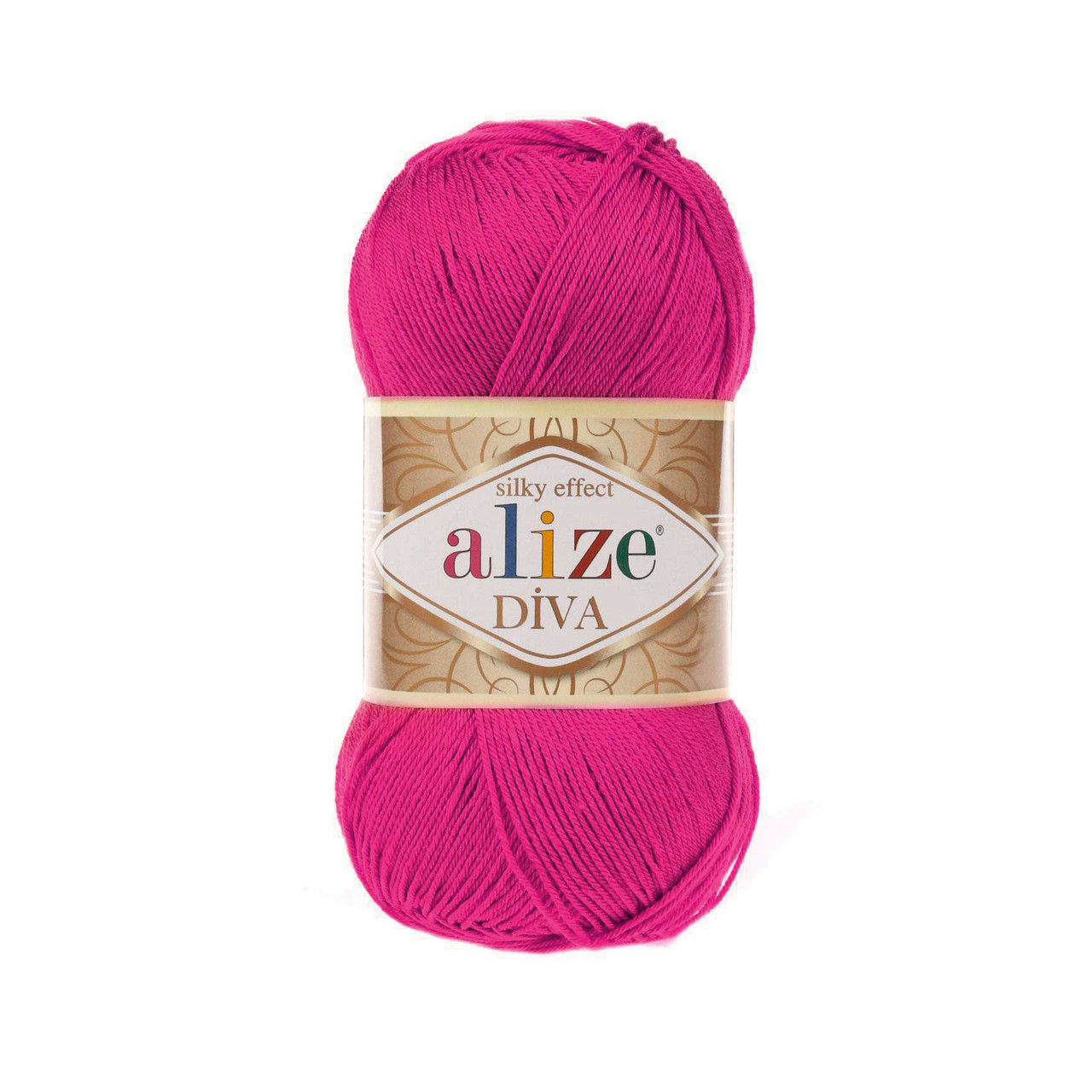 Пряжа акрилова Alize Diva, Фуксія No 149, 100 г, 350 м, Алізе Діва, нитки для в'язання
