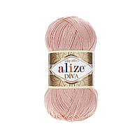 Пряжа акриловая Alize Diva, Лосось № 145, 100 г, 350 м, Ализе Дева, нити для вязания