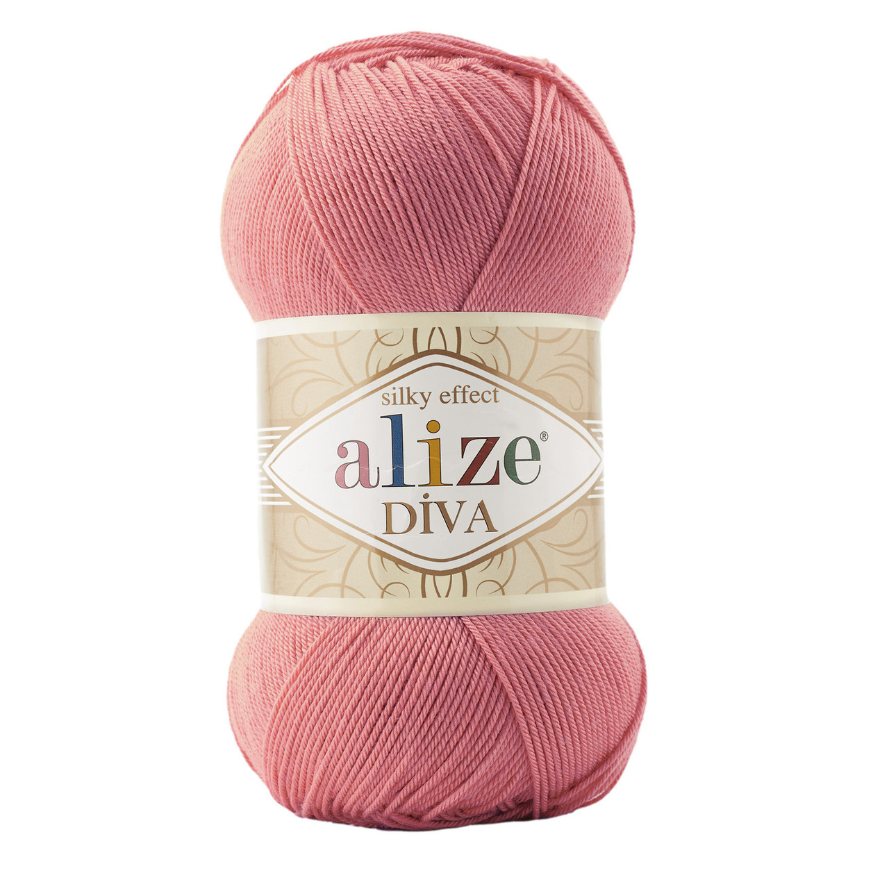 Пряжа акрилова Alize Diva, Світлий корал No 619, 100 г, 350 м, Алізе Діва, нитки для в'язання