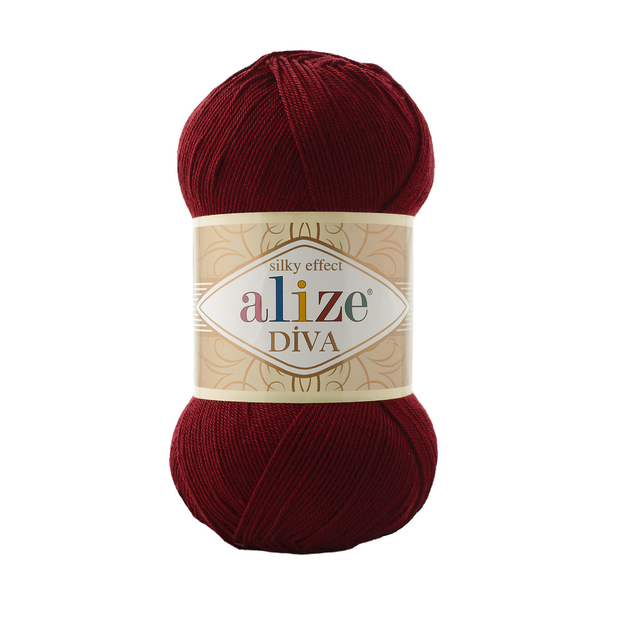 Пряжа акрилова Alize Diva, Бордо No 57, 100 г, 350 м, Алізе Діва, нитки для в'язання