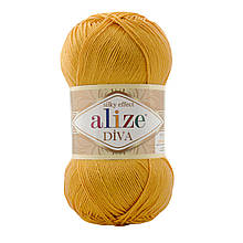 Пряжа акрилова Alize Diva, Вохра No 488, 100 г, 350 м, Алізе Діва, нитки для в'язання