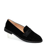 Замшеві туфлі жіночі лофери в чорному кольорі. чорний