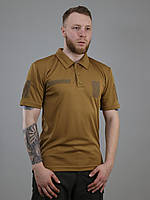 Футболка поло ВСУ Cool-max Койот,Потоотводящая дышащая мужская футболка с липучками