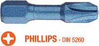 Насадка викруткова ударна USH Blue Shock : Phillips PH3 x 30 мм Torsion, Уп. 5 шт. Zruchno и Экономно