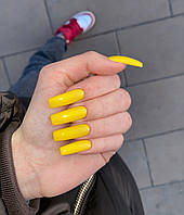 Жёлтые накладные ногти острый квадрат