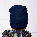 Дитяча демісезонна шапка кашкорсе Синя, розмір 44-48, фото 2