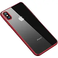 Силіконовий чохол з глянсовою окантовкою та захистом камери на Apple iPhone XS Max (6.5") (Червоний)
