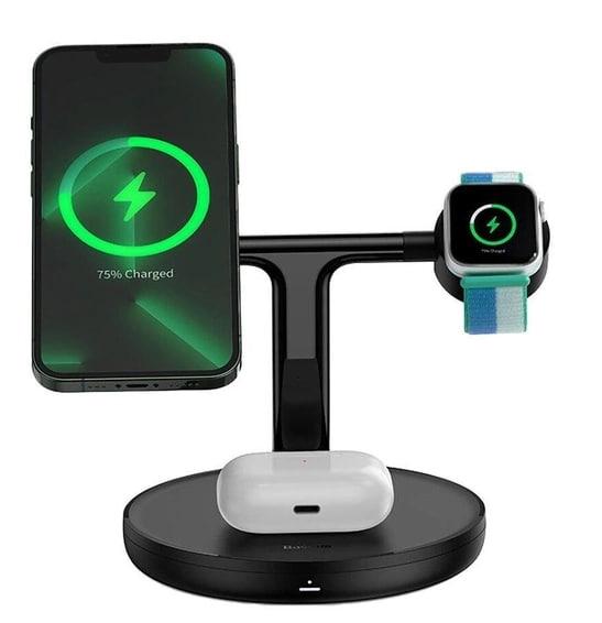 Бездротовий зарядний пристрій Baseus Swan 3in1 Magnetic з функцією MagSafe і Qi 20W (WXTE000101) Чорний