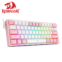 Игровая механическая клавиатура Redragon Fizz K617 с подсветкой RGB, для ПК (проводная, компактная) Red Switch Біло-рожевий