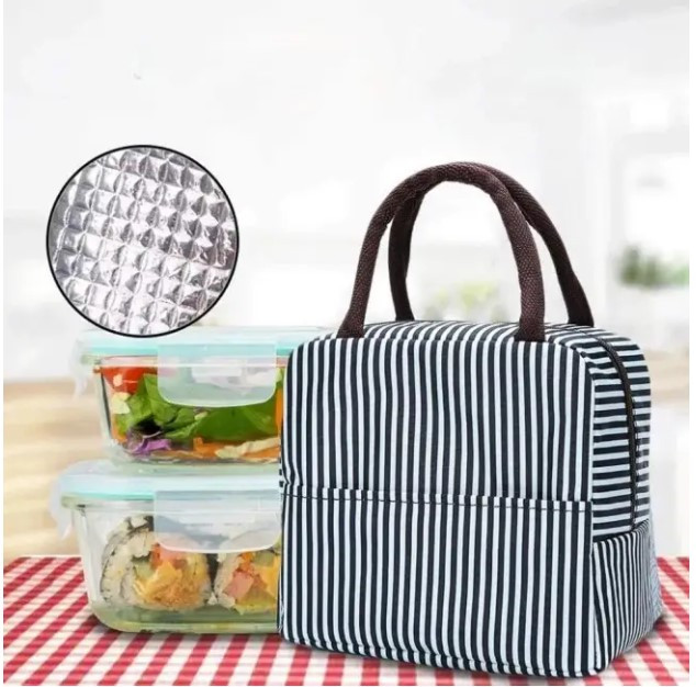 Сумка для ланчу (ланч бег) на блискавці з кишенею Чорно-біла, фото 1