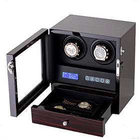 Скриньки для підзаводу Тайммувер для 2-х годинників з  висувним ящиком. Колір коричневий