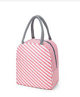 Сумка для ланчу (ланч бег) на блискавці з кишенею Рожево-біла