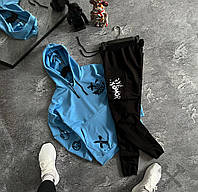 Мужской спортивный костюм весенний черный с синим