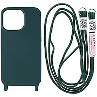 Чохол Cord case з кольоровим ремінцем на Apple iPhone 13 Pro (6.1") (Зелений / Forest green)