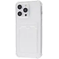 TPU+PC чохол з відділенням для пластикових карток на Apple iPhone 14 Pro (6.1") (Clear)