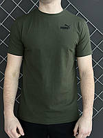 Трендовая белая мужская коттоновая футболка Puma, удобная футболка пума для парней, цвета в ассортименте Хаки, S