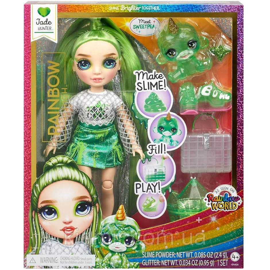 Лялька Рейнбоу Хай Джейд зі Слаймом і вихованцем Rainbow High Jade Slime Kit and Pet 503408, фото 1