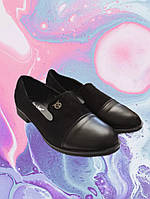 Туфли женские черные классика замшевые с кожзамовым носом, 36, 38 р, Fuguishan