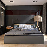 Ліжко 1400 Нордік у відтінках Дуб Крафт Золотий і Графіт,, фото 2