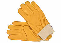 Рукавиці робочі жовті з текстильним стягувачем YATO : шкіра, розмір 10 [10/120]  Zruchno та Економно