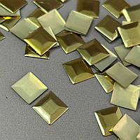 10г - Металлостразы термоклеевые, квадрат 10 мм - золото светлое