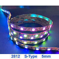 S-Type 5mm Адресная WS2812 RGB Светодиодная пиксельная LED Лента SMD5050 IP20 60/метр