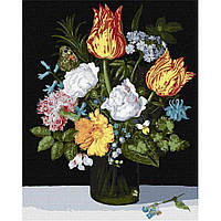 Картина по номерам "Натюрморт с цветами в стакане" Ambrosius Bosschaert de Oude Идейка KHO3223 40х50 см
