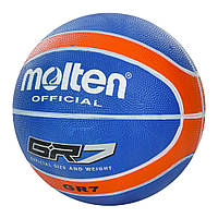 Мяч баскетбольный Molten Official GR №7, резина, разн. цвета синий с оранжевым