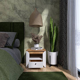 Тумба приліжкова Нордік 500 у відтінках Дуба Крафт Золотий і Білого