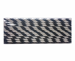 Паперові трубочки Чорні косі смужки 25шт/уп