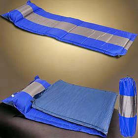 Надувний туристичний матрац 185*67 см з повітряним клапаном, чохлом для транспортування, подушкою.