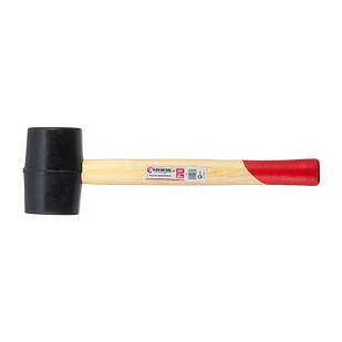 Киянка гумова 450 г.60 мм,чорна гума, дерев'яна ручка INTERTOOL HT-0237