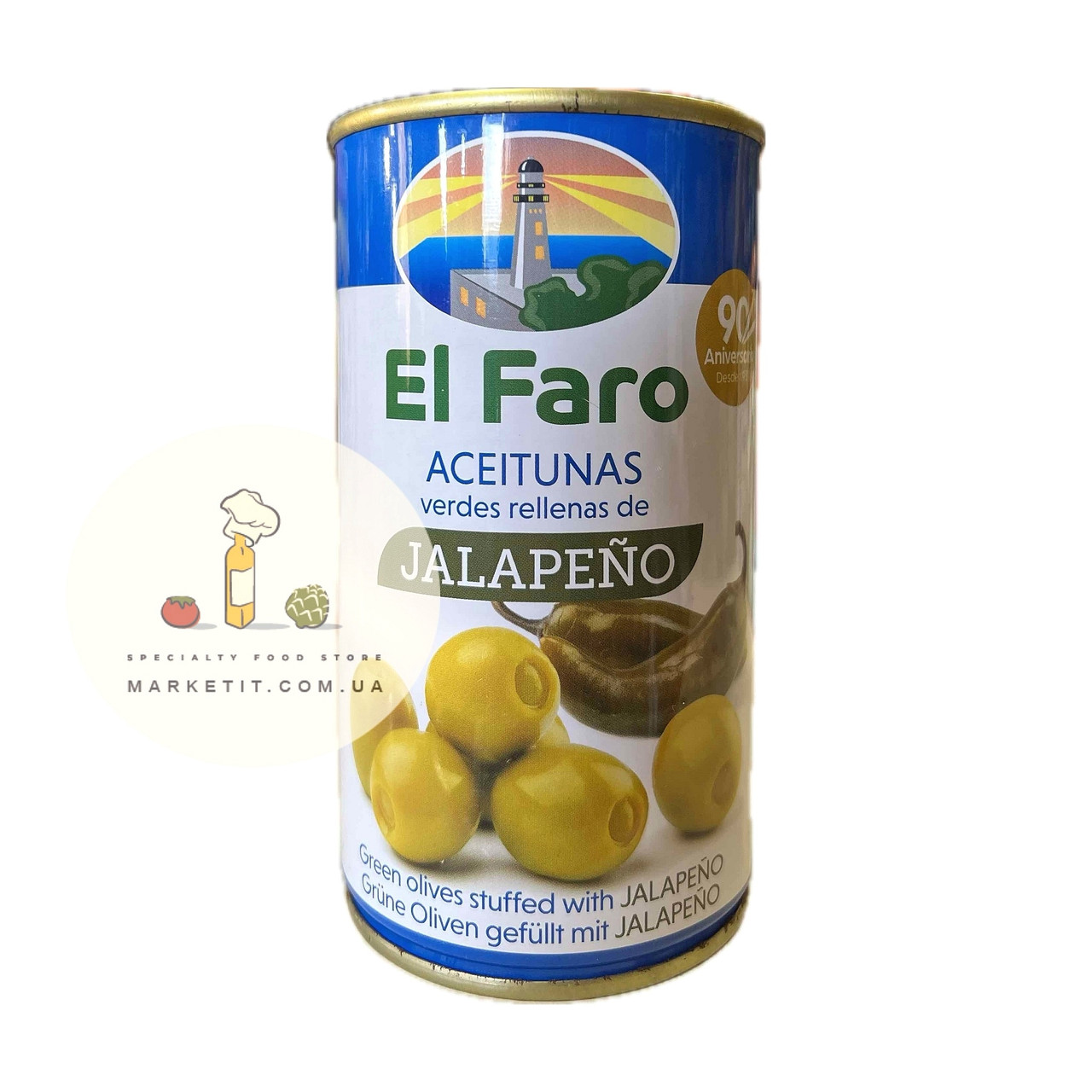 Зелені оливки El Faro Aceitunas Jalapeno, фаршировані гострим перцем 350 г.