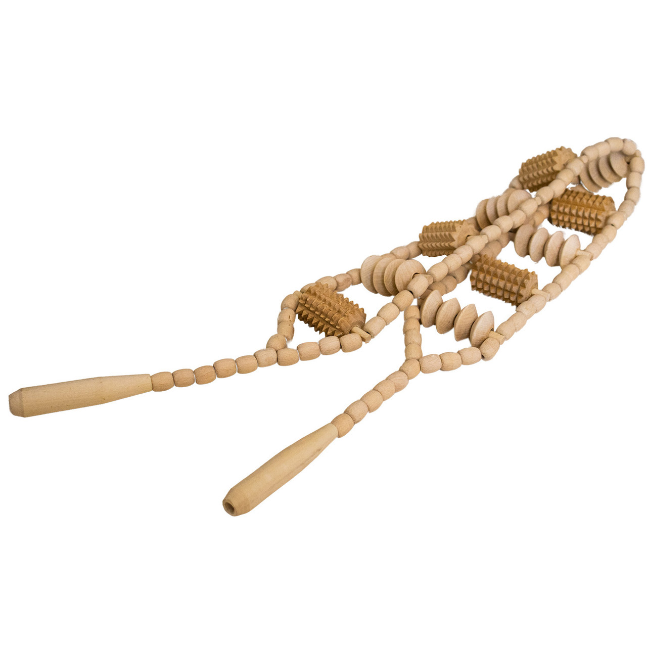 Масажер стрічковий дерев'яний для спини із зубчастими та гострими роликами № 1