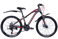 Велосипед ST 24" Formula DAKAR AM DD рама-" з крилом Pl 2024 (чорно-червоний (м))