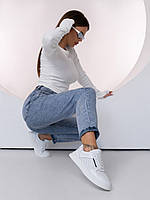 Белые кожаные кроссовки с перфорацией, размер 37