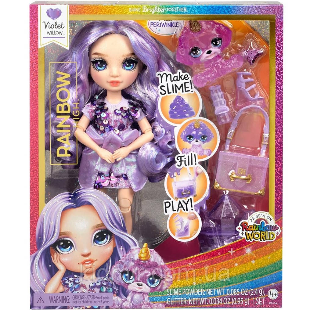 Лялька Рейнбоу Хай Вайолет зі Слаймом і вихованцем Rainbow High Violet Slime Kit and Pet 503422, фото 1