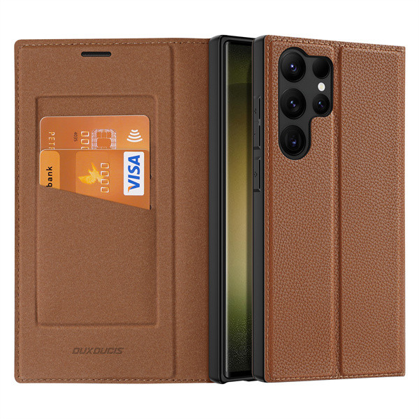 Чохол книжка Dux Ducis Skin X2 з кишенею для візиток для Samsung Galaxy S23 Ultra Brown