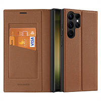 Чехол книжка Dux Ducis Skin X2 с карманом для визиток для Samsung Galaxy S23 Ultra Brown