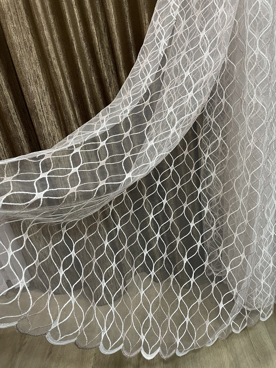 Тюль вишита з тасьмою 3.40 м ширина × 2.50 м висота, фото 1