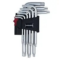 Набор Г-образных ключей Haisser TORX c отверстием, 9шт. (48114)