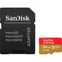 Карта памяти SanDisk 64GB microSD class 10 UHS-I Extreme For Action Cams and Dro (SDSQXAH-064G-GN6AA) a