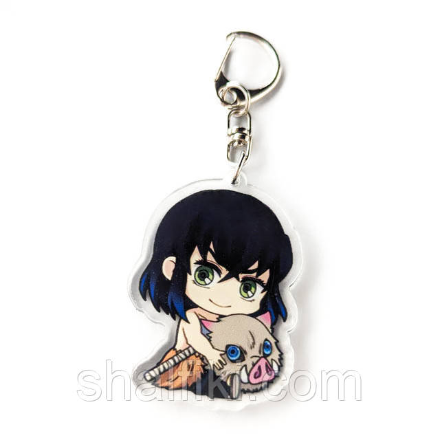 "Іносуке Хасібіра(Клинок, який знищує демонів / Demon slayer)" брелок акриловий двосторонній з уф-друком, фото 1