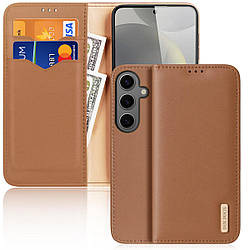 Шкіряний чохол книжка Dux Ducis Hivo RFID Blocking з кишенею для візиток для Samsung Galaxy S24 Brown