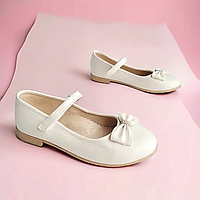 Детские праздничные белые туфельки, нарядная обувь для девочек с супинатором. Размер:31-34 33