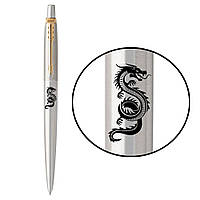 Ручка шариковая Parker Jotter Zodiac Stainless Steel GT BP Зеленый Дракон в подар.коробке