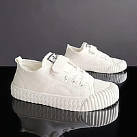 Детские летние кроссовки на лепучке белые, очень легкие, дышащая обувь для мальчиков. Размер: 31-36 35