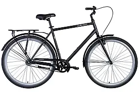 Велосипед сталь 28 Dorozhnik COMFORT MALE Velosteel frame-22 чорний (матовий) з багажником задн St з крилом St